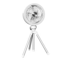 Įkraunamas stalinis ventiliatorius su LED apšvietimu, 8W/3,7V, 2400 mAh, baltas