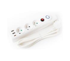 Prailgintas laidas su jungikliu 3Z E tipo + 2xUSB-A + 1xUSB-C 1,5 m