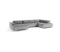 Kampinė U formos sofa TROPEA su galvos atramomis, dešinė, pilka