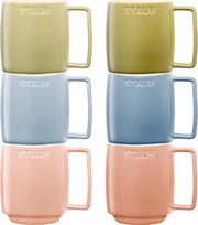 Set of 6 Ceramic Mugs - Multicolor, 350 ml