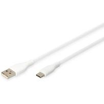 Digitus USB cable USB 2.0 USB-A plug, USB-C plug 2.00 m white (matt) Flexible, highly flexible, with