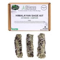 Bless-International Himalayan-Sage-Jatamansi-Camphor-Incense Premium-100%-Natural-and-Organic Handcrafted-4-Inches-Long Pack of 3