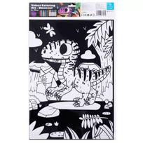 Tookyland: Aksominis spalvinimo rinkinys su 16 flomasterių – Dinozaurai, 30 x 25 cm