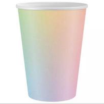 Vaivorykštės rašto popierinis puodelis, 260 ml - 6 vnt.