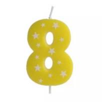Spalvota gimtadienio skaičių žvakė, 6 cm - 8
