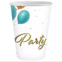 Popierinis puodelis su užrašu „Party“, 250 ml – 6 vnt.
