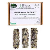Bless-International Himalajų-Šalavijo-Baziliko-Mėlynžiedžių-Smilkalai Premium-100%-Natūralūs-ir-Ekologiški Rankų darbo-4 Colių-Ilgio