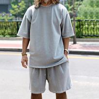 Men's Summer Short Sleeve Terry Sportswear Set – Trendy European & American Casual Style XXL šviesiai pilka spalva