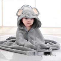 Newborn Hooded Coral Fleece Swaddle Blanket - Absorbent, Universal for All Seasons 80x80cm, 210g