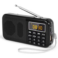 Radijas FM Nešiojami radijo imtuvai Skaitmeninis radijas Įkraunamas radijas USB/SD/TF/AUX grotuvas Žibintuvėlis Žadintuvo LED ekranas juoda
