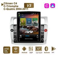 9.7'' Android Automobilinis Radijas Citroen C4 C-Triomphe C-Quatre 2004-2011 2 DIN Tesla Vertikalus Ekranas Carplay Automagnetola Multimedijos Grotuvas 2+32GB