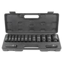 Giluminių smūginių galvučių rinkinys, FORSAGE, F-4166D-5MPB, 1/2", Cr-Mo plienas, 10-36 mm, 15 vnt.