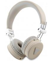 Smėlio spalvos belaidės ausinės "Guess PU Grained Triangle Logo ENC Wireless Headphone"
