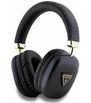 Juodos belaidės ausinės "Guess PU Leather 4G Triangle Logo Wireless Headphone"