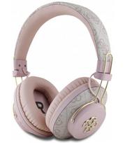 Rožinės belaidės ausinės "Guess PU 4G Metal Logo ENC Wireless Headphone"
