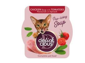 Delickcious Soup vištienos sriuba su pomidorais ir špinatais katėms 6x80g