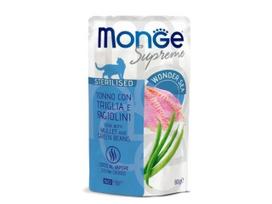 Monge SUPREME – šlapias maistas sterilizuotoms katėms su tunu ir žaliomis pupelėmis 12x80g
