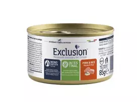 Exclusion Intestinal sausas maistas katėms su kiauliena ir ryžiais 12x85g