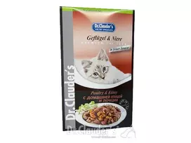 DR. CLAUDER’S drėgnas maistas katėms su paukštiena ir inkstais 12x100 g