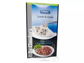 DR. CLAUDER’S drėgnas maistas katėms su lašiša ir upėtakiu 12x100 g