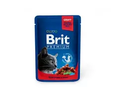 Brit Premium konservai katėms su jautiena ir žirneliais 24x100g
