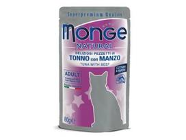 Monge Natural konservai suaugusioms katėms su tunu ir jautiena 12x80g