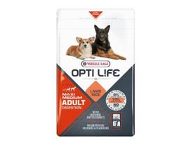 Opti Life sausas maistas suaugusiems, vidutinių ir didelių veislių veislių šunims su ėriena ir ryžiais, virškinimui, 12.5 kg