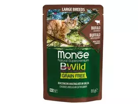 Monge BWild konservai didelių veislių katėms su buivolo mėsa ir daržovėmis 12x85g
