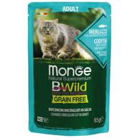 Monge BWild konservai katėms su menke, krevetėmis ir daržovėmis 12x85g