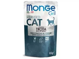 Monge Grill konservai sterilizuotoms katėms su upėtakiu 12x85g
