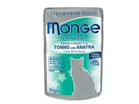 Monge Natural konservai suaugusioms katėms su tunu ir antiena 12x80g