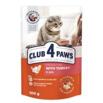 CLUB 4 PAWS Premium konservai suaugusioms katėms su kalakutiena 100g x 24 vnt
