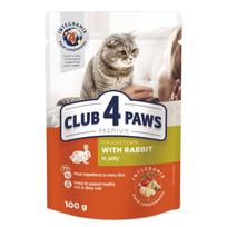 CLUB 4 PAWS Premium konservai suaugusioms katėms su triušiena 100g x 24