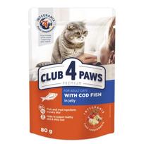 CLUB 4 PAWS Premium konservai suaugusioms katėms su menke 80g x 24 vnt