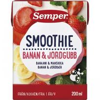 SEMPER SMOOTHIE RTE bananų, braškių tyrė 12mėn, 200ml 119280