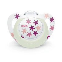 NUK silikoninis čiulptukas, Night, STAR, 6-18m, SU21