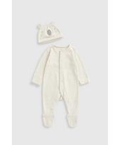 MOTHERCARE šliaužtinukas ilgomis rankovėmis ir kepurė, GF289 ankstukams