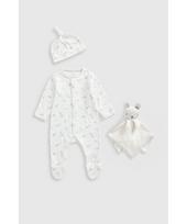 MOTHERCARE šliaužtinukas ilgomis rankovėmis, kepurė ir migdukas, GF276