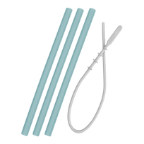 MINIKOIOI šiaudeliai su valymo šepetėliu FLEXI, 3 vnt., Aqua Green, 101110015