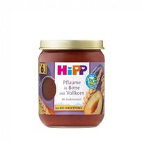 HiPP ekologiška slyvų ir kriaušių tyrelė su visadaliais grūdais, 6 mėn.+, 160 gr, 44003