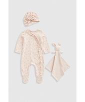 MOTHERCARE šliaužtinukas ilgomis rankovėmis, kepurė ir migdukas, IF318 74