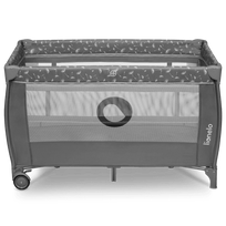 LIONELO lovelė-maniežas STEFI PLUS, 125x65 cm., Grey white