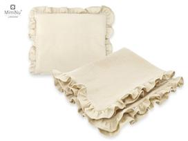 MIMINU muslino pledukas su pagalvėle Warm beige, 60x70, 40x30 cm