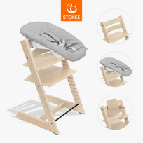 STOKKE maitinimo kėdutė su buomeliu ir naujagimio gultuku TRIPP TRAPP, natural, grey NBS, 685700
