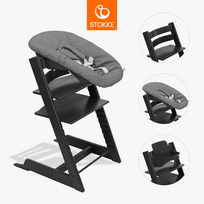 STOKKE maitinimo kėdutė su buomeliu ir naujagimio gultuku TRIPP TRAPP, black, anthrazite N, 685800