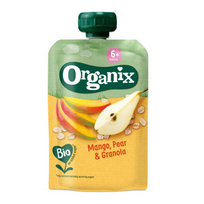 ORGANIX EKO RTE tyrė su mangais, kriaušėmis ir granola, 6 mėn., 100 g., 119612