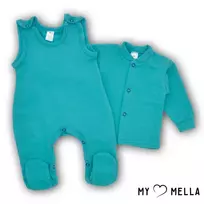 Šliaužtinukas ir marškinėliai pašiltintos medvilnės 56, 62 cm. Žalia : Dydžiai - 62, Spalva - Žalia