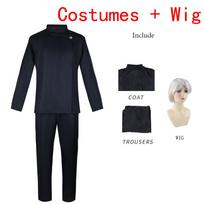 Anime Jujutsu Kaisen Gojo Satoru Cosplay Gojo Kostiumas Vidurinės mokyklos uniformos Mėlynas kostiumas Helovinas Roleplay Baltas perukas Blakstiena 3XL pilka/tamsiai mėlyna spalva