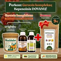 GEROVĖS KOMPLEKSAS: skaidulos, probiotikai, šaltalankių aliejus + DOVANA kepenims
