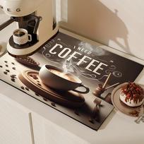 1Pcs Rubber Drying Mat With Coffee Print For Coffee Shop Restaurant Kitchen Carpet Tableware Durable Diatom Mud Table Mat Pet Mat Coffeeware 30*40